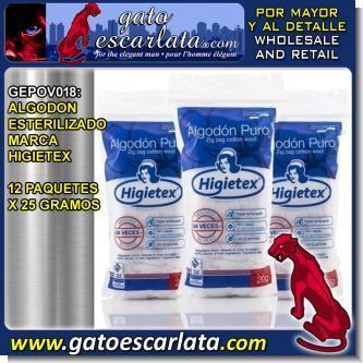 Lee el articulo completo ALGODON ESTERILIZADO MARCA HIGIETEX - 12 PAQUETES DE 25 GRAMOS