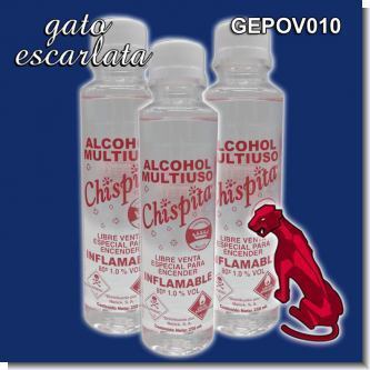 Read full article MULTIPURPOSE ALCOHOL BRAND CHISPITA 80 DEGREES - 12 BOTTLES OF 250 ML Read full article MULTIPURPOSE ALCOHOL BRAND CHISPITA 80 DEGREES - 12 BOTTLES OF 250 ML