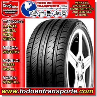 Lee el articulo completo LLANTA RADIAL PARA VEHICULO SEDAN MARCA SUNFULL MEDIDA 215/45R17 MODELO SF-888 91W XL