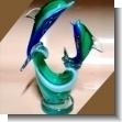 GE20110625: Figura de Cristal de Dos Delfines 22 Centimetros